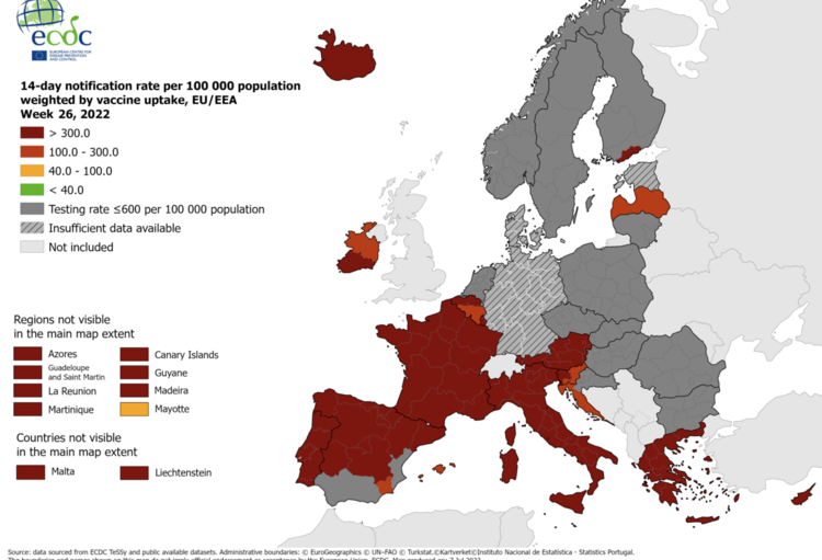 Heel Nederland rood op Europese coronakaart, België naar ...